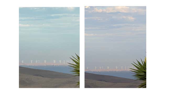A photo of sample photos taken with the iPhone 14 Pro and Pixel 6 Pro's telephoto lenses