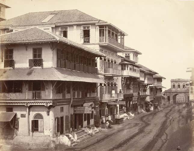 Part of Church Gate street in the 1860s.