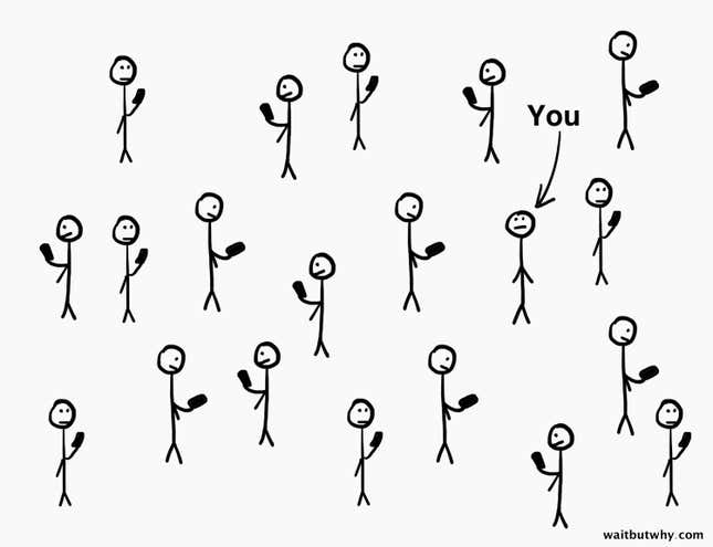 people looking at their phones
