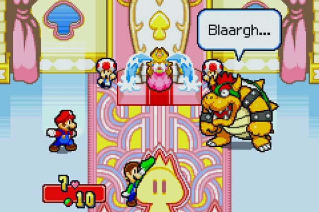 Bowser realizes now isn't a good time to kidnap the princess.