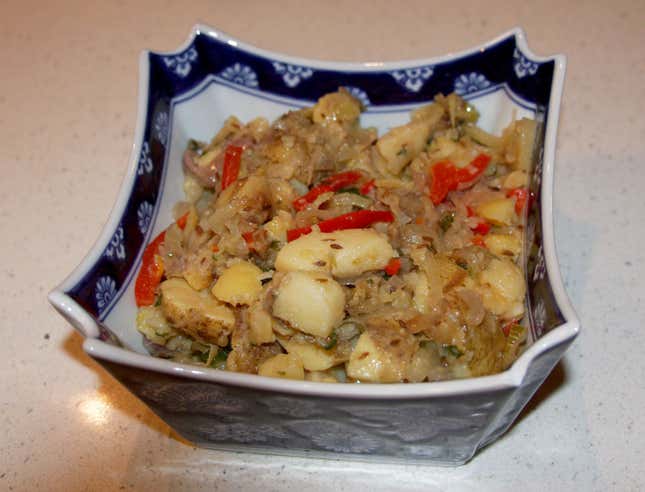 Two-onion, fennel and potato salad