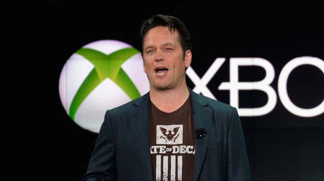 Head of Xbox Phil Spencer speaks on stage.