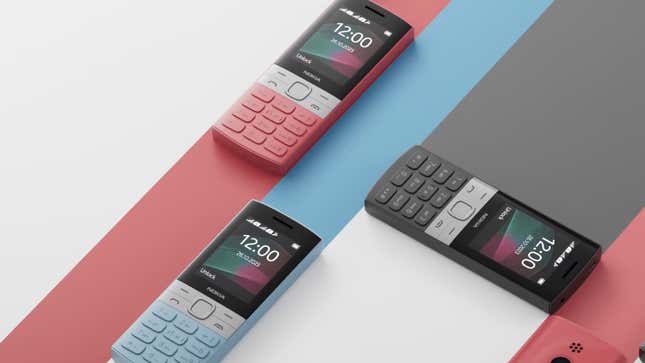 A photo of the new Nokia 150 feature phones in its three available colors 