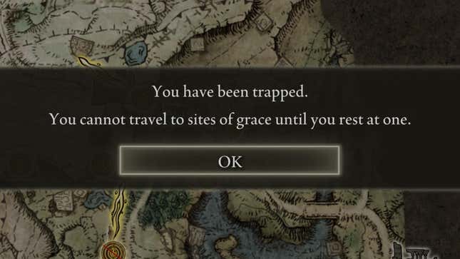 A video game graphic reads, "You have been trapped."