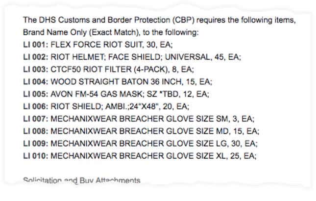 Image for article titled Why does US Customs and Border Protection suddenly have an “urgent” need for riot gear?