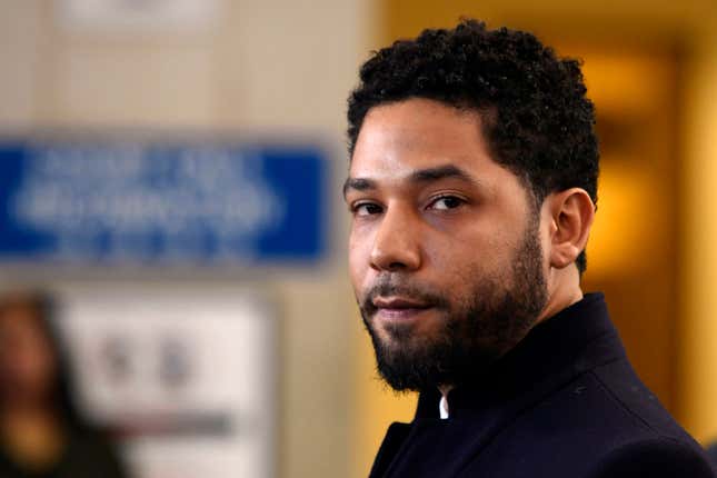 In this March 26, 2019, file photo, actor Jussie Smollett talks to the media before leaving Cook County Court after his charges were dropped in Chicago. A special prosecutor decided to prosecute Smollett again, 11 months after county prosecutors dropped charges that the “Empire” actor hired two men to fake the attack to further his career.