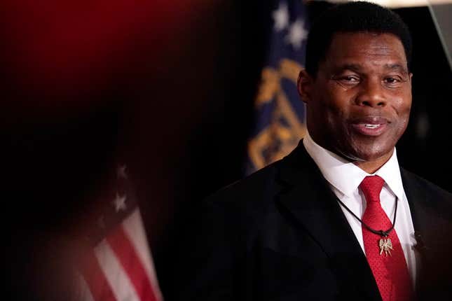 U.S. Senate Republican candidate Herschel Walker speaks to supporters during an election night watch party, on May 24, 2022, in Atlanta.