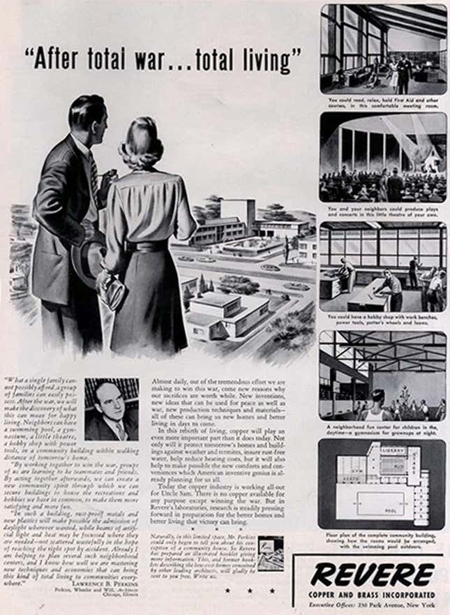 “After total war…total living.” During the war Revere Copper and Brass sold the American public the luxurious possibilities in a new way of living.