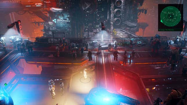 A screenshot from Neon Giant's The Ascent