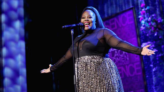 Amber Riley performs onstage during the 2019 Essence Black Women in Hollywood Awards Luncheon on February 21, 2019.