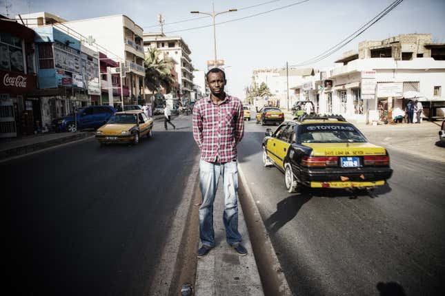 Demba Gueye in Dakar city center. Senegalese, member of Africactivists, he works as digital manager