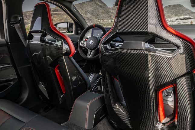 The back of the carbon buckets in the 2024 BMW M3 CS