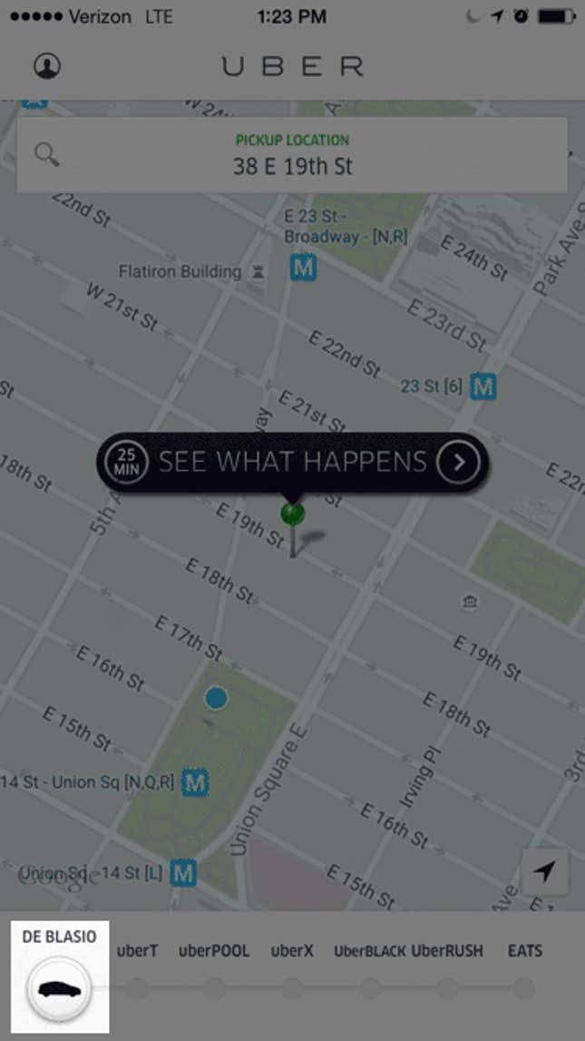 Image for article titled Uber is simulating #deblasiosnewyork to protest a cap on new for-hire cars