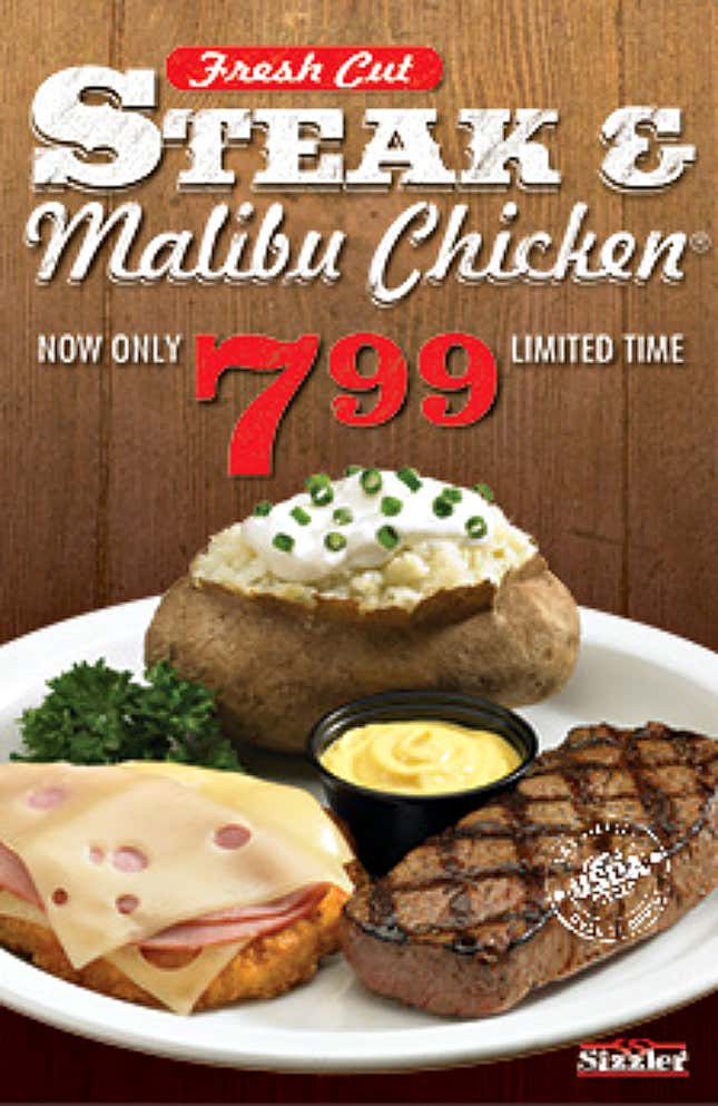 Image for article titled Sizzler is selling food at a loss so people will notice its new decor