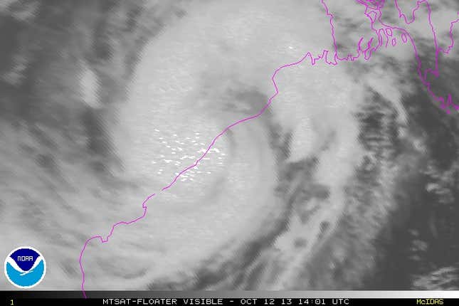 Cyclone Phailin making landfall.