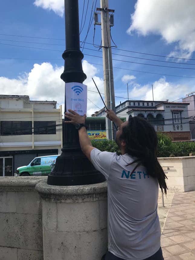 NetHope installs free wifi in municipalities' town squares.