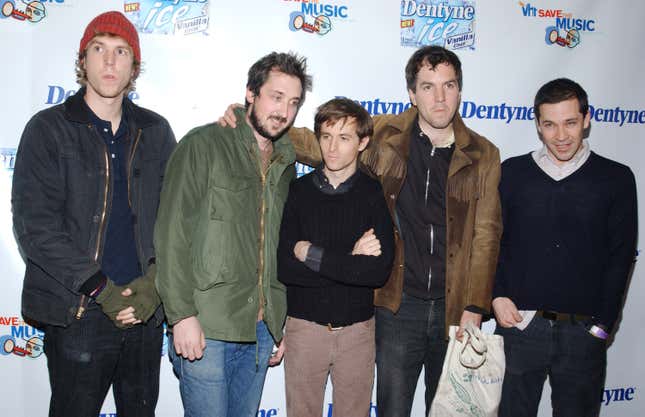 The Walkmen arrive at  Irving Plaza on March 28, 2005 in New York City. 