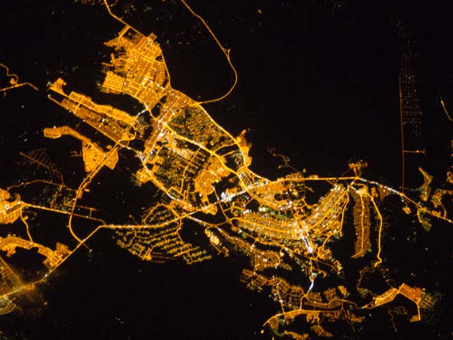 Image for article titled Can you recognize the world’s most famous cities from space?