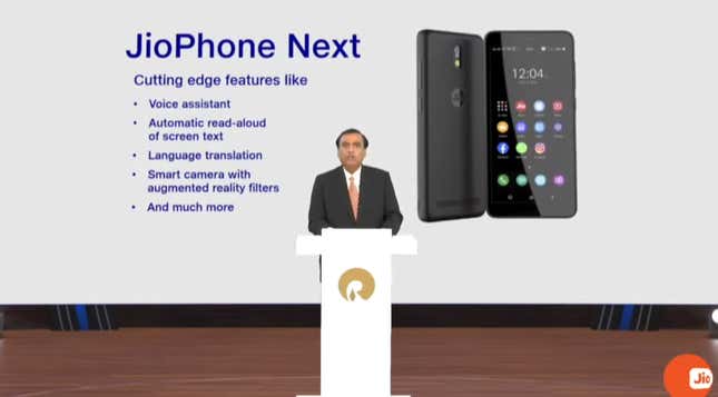 An image describing features of the Jio Phone Next