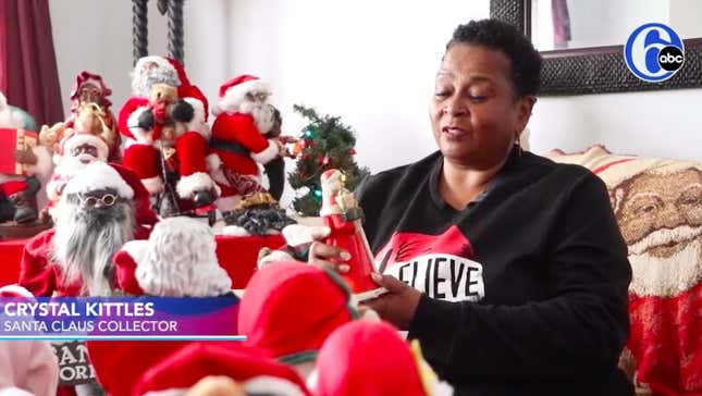 Image for article titled Black Woman in New Jersey Has Accumulated an Impressive Collection of Black Santas