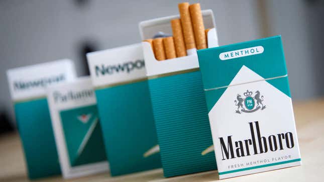  In this photo illustration, packs of menthol cigarettes sit on a table 
