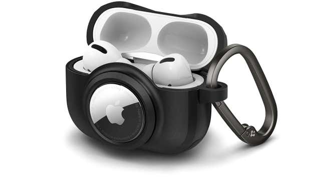 Image for article titled Spigen’s AirPods Pro Case Straps an Apple AirTag Tracker to Your Buds So They’re Easier to Find