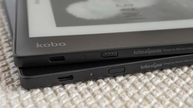 A close-up of the Kobo Elipsa and Kobo Elipsa 2E's power/sleep/wake button.