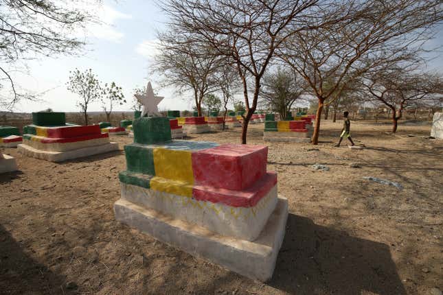 A man walks in a grave yard of Ethiopian martyrs killed during Ethiopia-Eritrea war fought between 1998 to 2000 in Badme, territorial dispute town between Eritrea and Ethiopia currently occupied by Ethiopia, June 8, 2018. Picture taken June 8, 2018.
