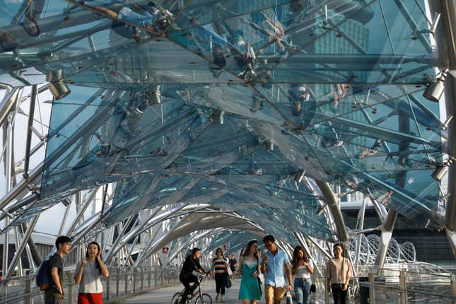 the Helix Bridge in Singapore