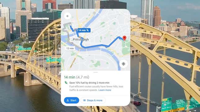 Image for article titled Google Maps Rolls Out ‘Eco-Friendly’ Routes