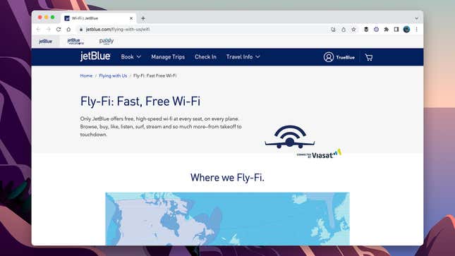 JetBlue wi-fi purchase screenshot