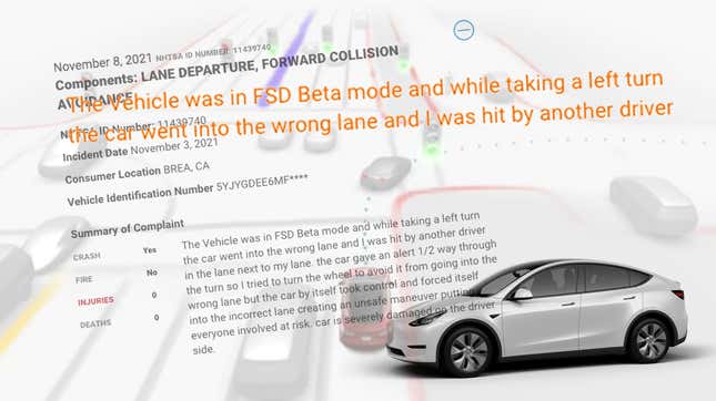 Image for article titled The First Crash Of A Tesla Using FSD Beta May Have Happened