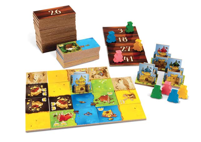 Kingdomino's components stack well and store in the box, keeping the game's packaging to a minimum