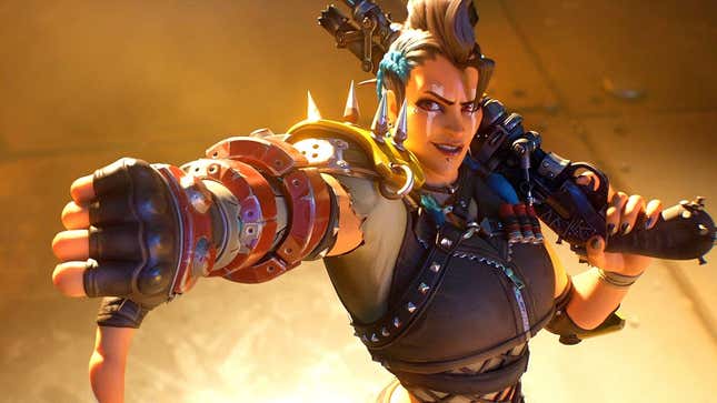 Junker Queen is shown holding her weapon and giving a thumbs down to personification off-screen.