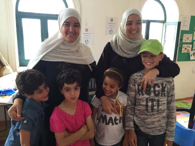 The Madani sisters with their children.