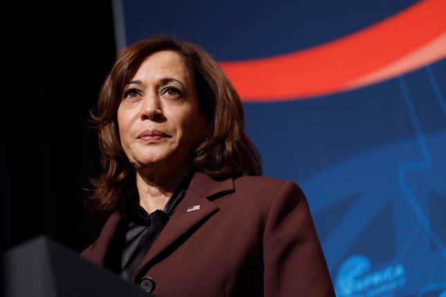 WASHINGTON, DC - DECEMBER 13: U.S. Vice President Kamala Harris gives remarks at the African and Diaspora Young Leaders Forum at the African American History and Culture Museum