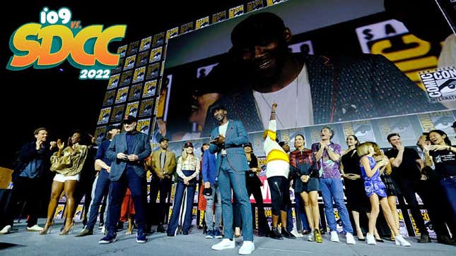 The cast and crew of many Marvel movies on stage at San Diego Comic-Con 2019.