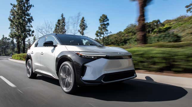 Image for article titled Toyota bZ4X Is No Longer at Risk of Its Wheels Falling Off After Simple Recall Fix