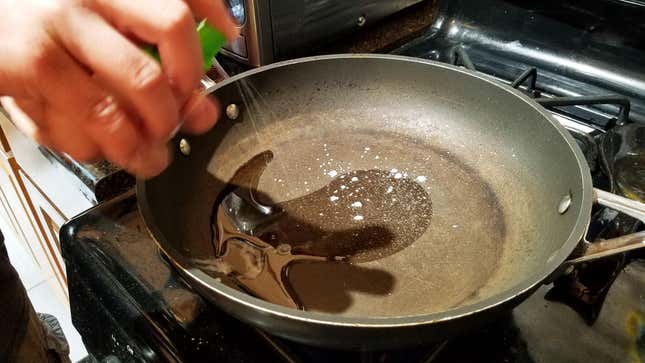 egg spraying into pan