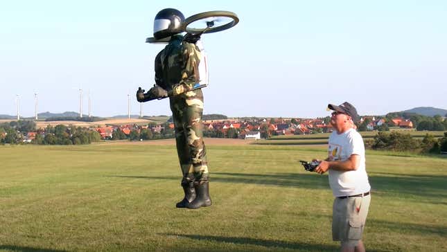 Image for article titled Mysterious 'Jetpack Guy' Could Actually Be This Weird Mannequin Drone