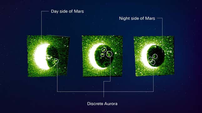 Imagen para el artículo titulado La sonda Hope captura por primera vez una aurora marciana en toda su plenitud