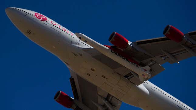 A photo of the modified Boeing 747 operated by Virgin Galactic.