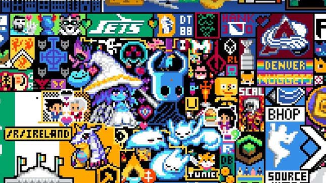 A screenshot of r/Place shows Elden Ring and Hollow Knight fans coming together. 