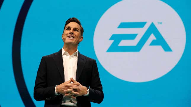 EA CEO Andrew Wilson smiles while daydreaming about getting even richer. 