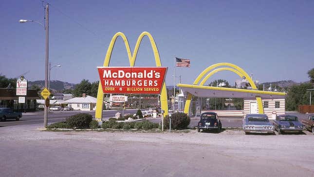 Vintage photo of small McDonald's drive-thru