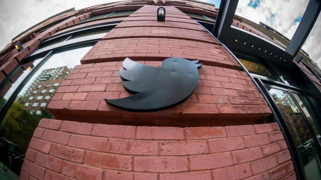 The Twitter logo on a building