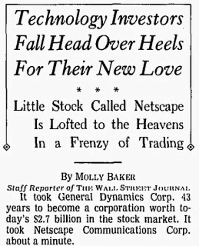 Netscape was the stock to own in August 1995.