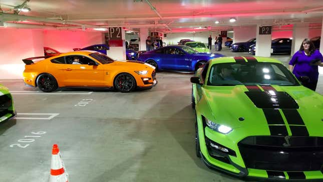 Image for article titled Ford Stuffed 20,000 HP Worth Of Ford Mustangs Into An Echoey LA Parking Garage And The Sound Was Unbelievable
