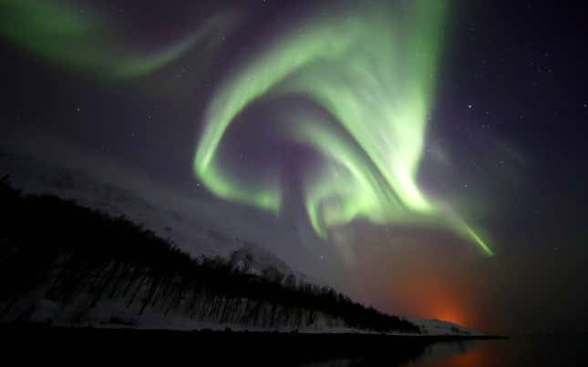Auroras boreales captadas desde Noruega en una foto de archivo.