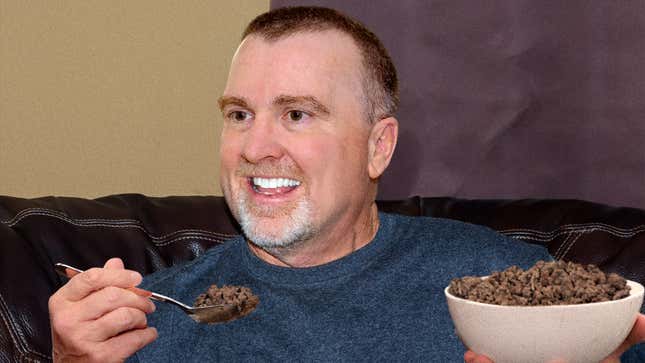 Image for article titled Dad Snacking On Bowl Of Ground Beef